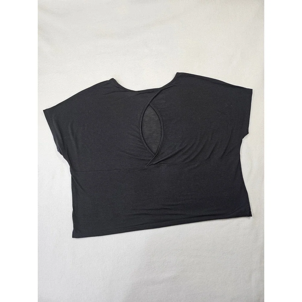 The North Face Womens Black Short Sleeve Keyhole Back Active Hiking Crop Top Med - Picture 7 of 9